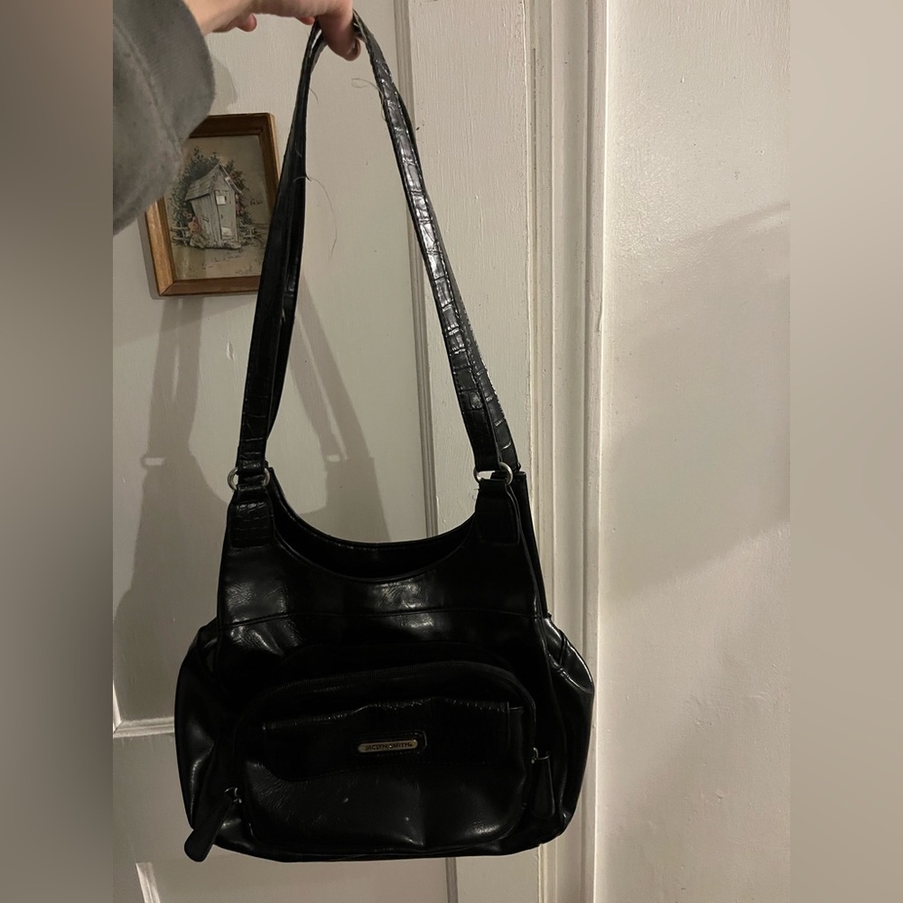 Jaclyn Smith Black Leather Shoulder Bag